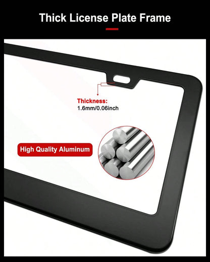 Aootf Black License Plate Frames, 2 Pack Aluminum Holder With Screws Caps| Matte Black Rustproof Metal, Wide Bottom Edge, Fits Front &Amp; Rear