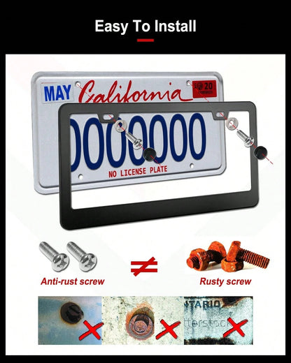 Aootf Black License Plate Frames, 2 Pack Aluminum Holder With Screws Caps| Matte Black Rustproof Metal, Wide Bottom Edge, Fits Front &Amp; Rear
