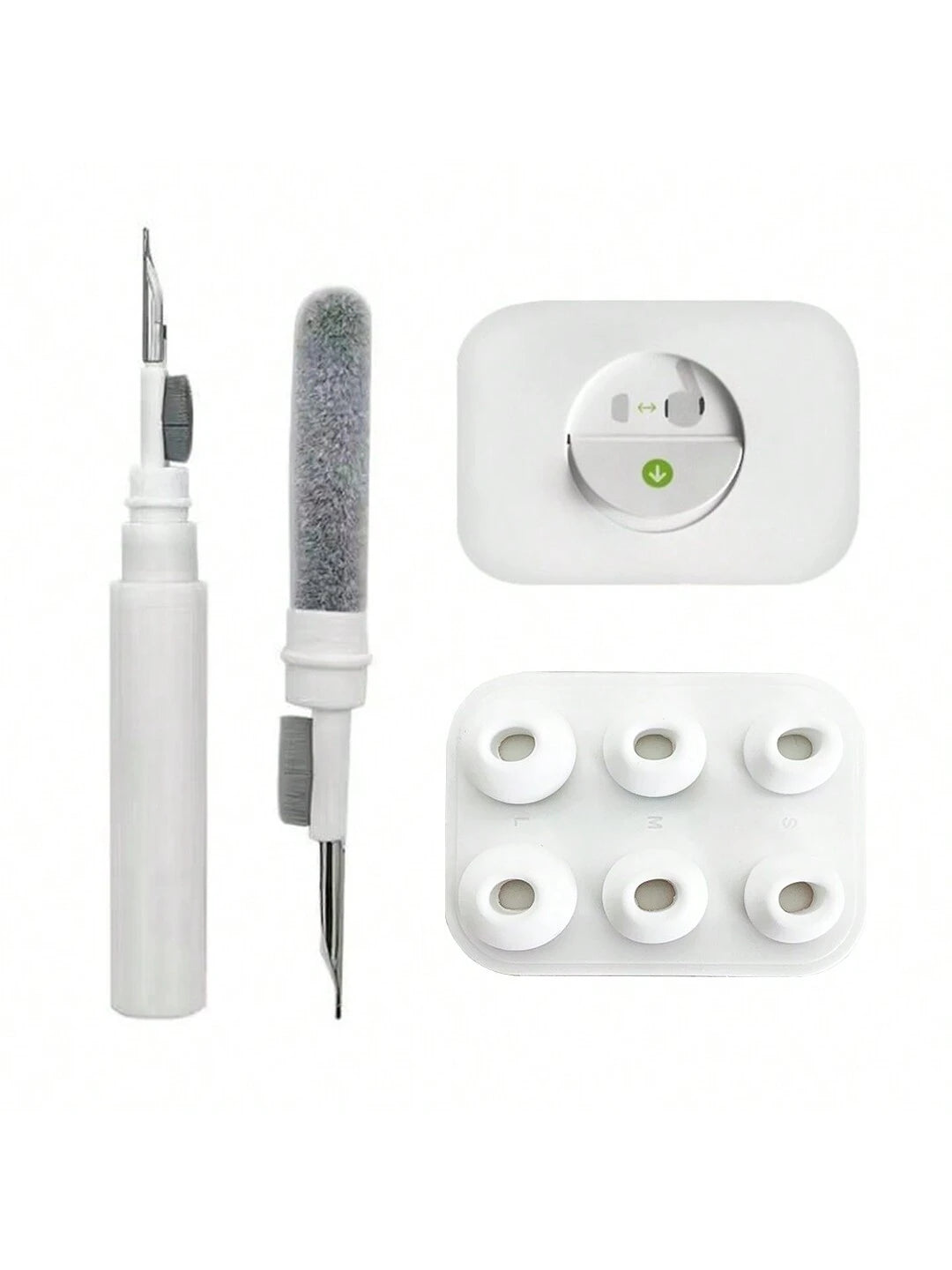 Apple [1 Cleaner Pen And 3-Pairs Ear Tips] Replacement Ear Tips With Noise Reduction Hole Compatible With Airpods Pro And AirPods Pro 2nd Generation, 3-In-1 Cleaner Kit Compatible With Airpods 1 2 3 P
