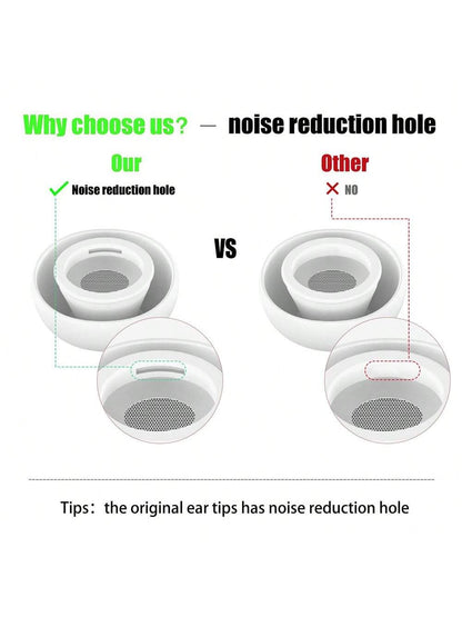Apple [1 Cleaner Pen And 3-Pairs Ear Tips] Replacement Ear Tips With Noise Reduction Hole Compatible With Airpods Pro And AirPods Pro 2nd Generation, 3-In-1 Cleaner Kit Compatible With Airpods 1 2 3 P