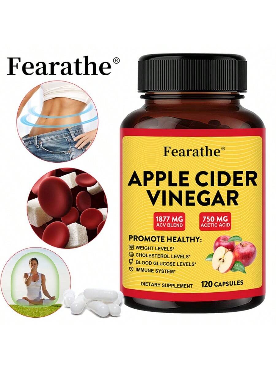 Apple Cider Vinegar Supplement- Contains 1877mg ACV Blend And 750mg Acetic Acid- Immune System Support- 120 Capsules