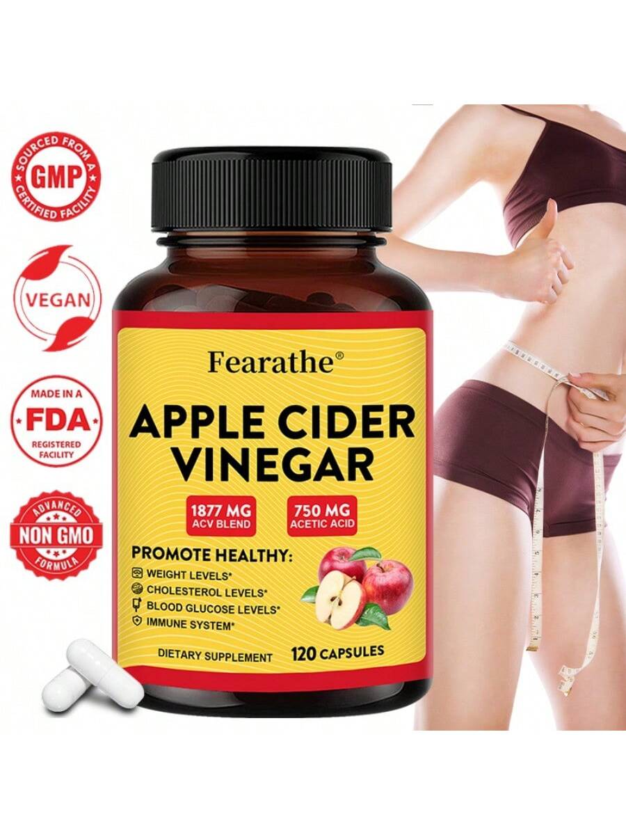 Apple Cider Vinegar Supplement- Contains 1877mg ACV Blend And 750mg Acetic Acid- Immune System Support- 120 Capsules