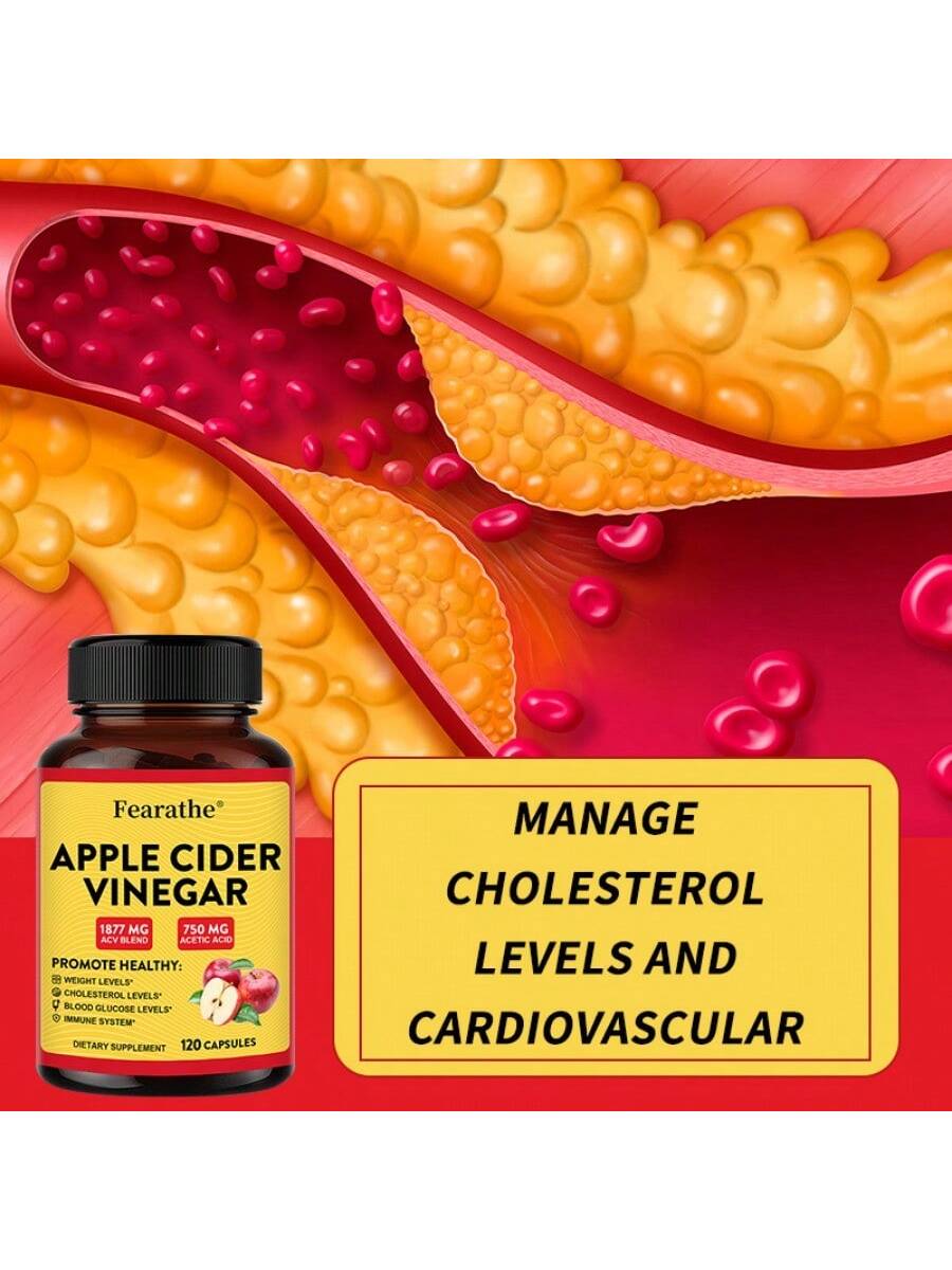 Apple Cider Vinegar Supplement- Contains 1877mg ACV Blend And 750mg Acetic Acid- Immune System Support- 120 Capsules