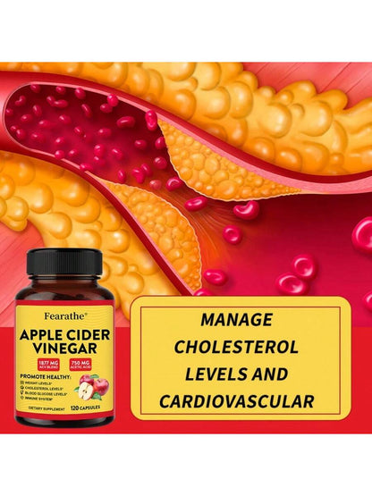 Apple Cider Vinegar Supplement- Contains 1877mg ACV Blend And 750mg Acetic Acid- Immune System Support- 120 Capsules