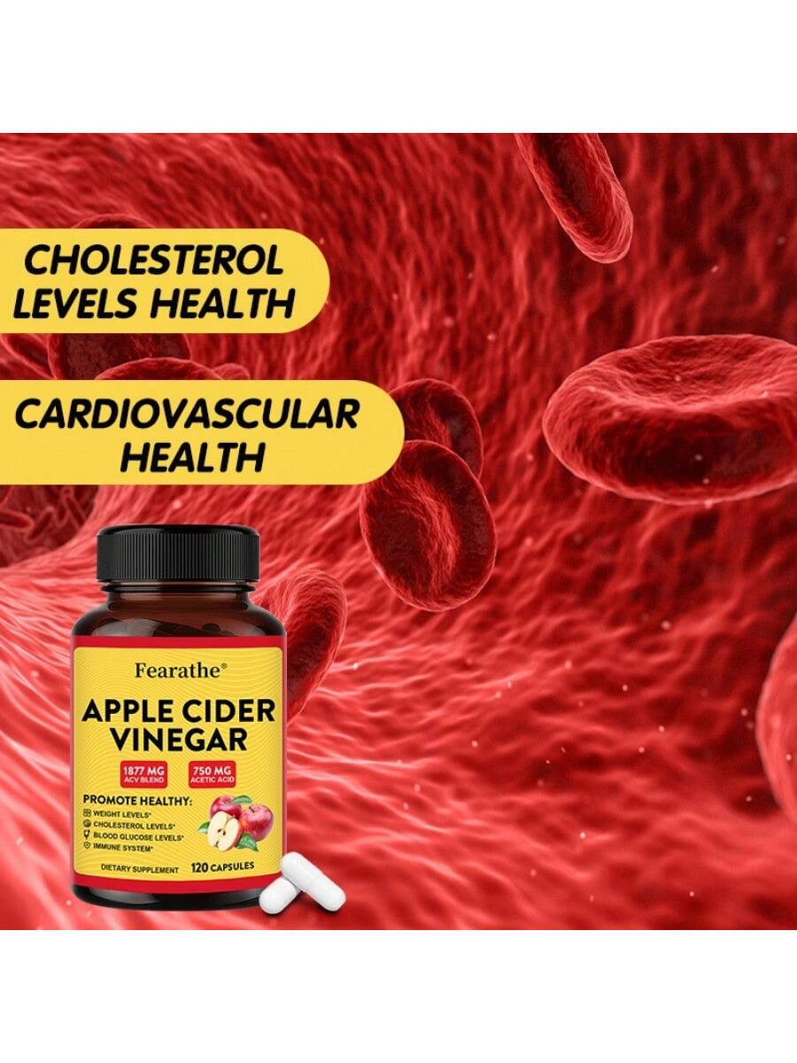 Apple Cider Vinegar Supplement- Contains 1877mg ACV Blend And 750mg Acetic Acid- Immune System Support- 120 Capsules