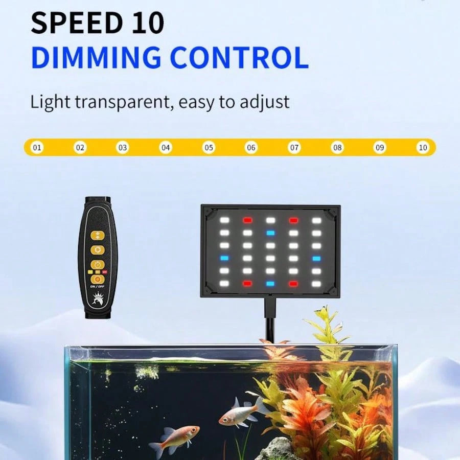 Aquarium Light, Clip On Fish Tank Light With Memory Function, DIY Mode Full Spectrum Aquarium Plant Light, 10 Speed Brightness Adjustment, Adjustable Timer, IP68 Waterproof For 16-24 Inch Fish Tank 14