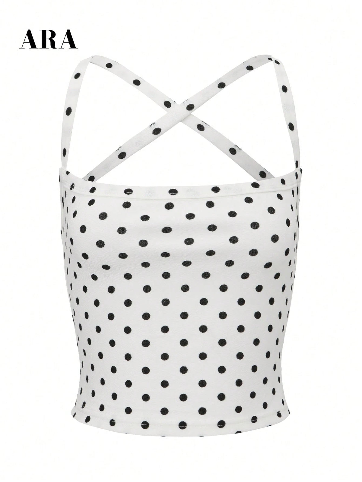 ARA CHIC Women's White With Black Dots Sexy Cross-Strap Slim Fit Tank Top, Sporty Casual Fashionable Versatile Top, Beach Vacation New Spring 2026