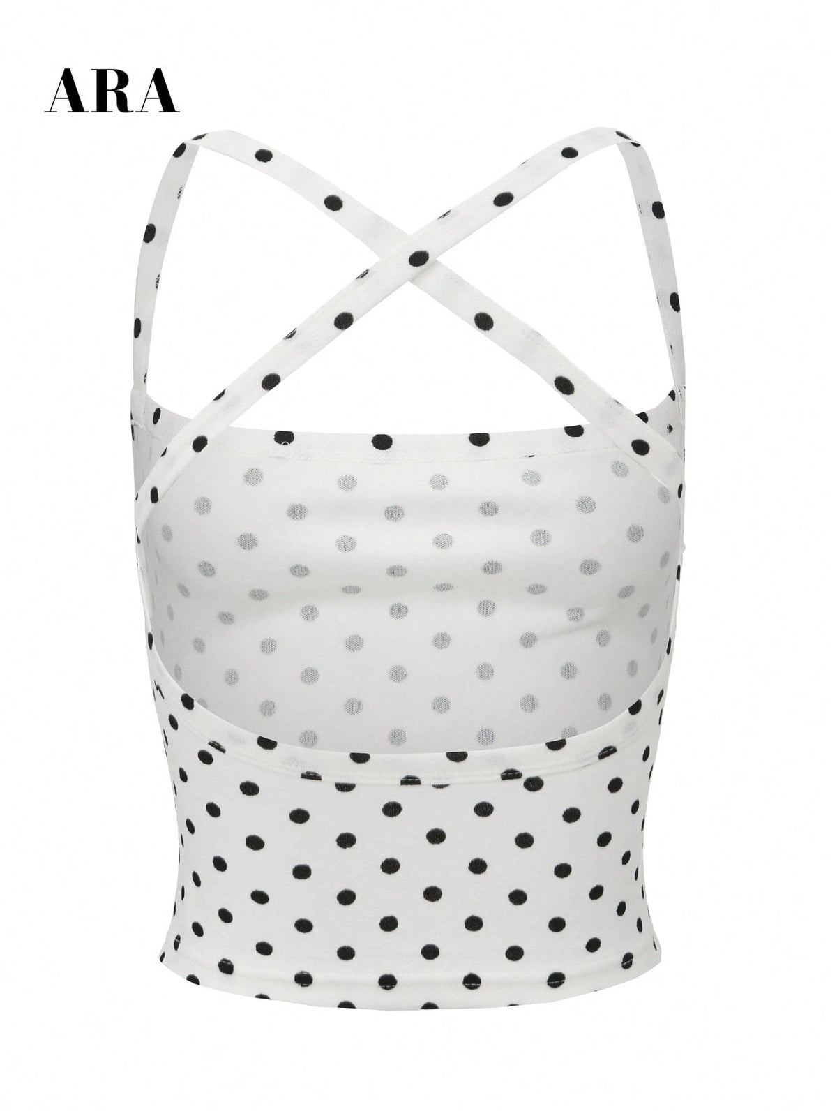 ARA CHIC Women's White With Black Dots Sexy Cross-Strap Slim Fit Tank Top, Sporty Casual Fashionable Versatile Top, Beach Vacation New Spring 2026