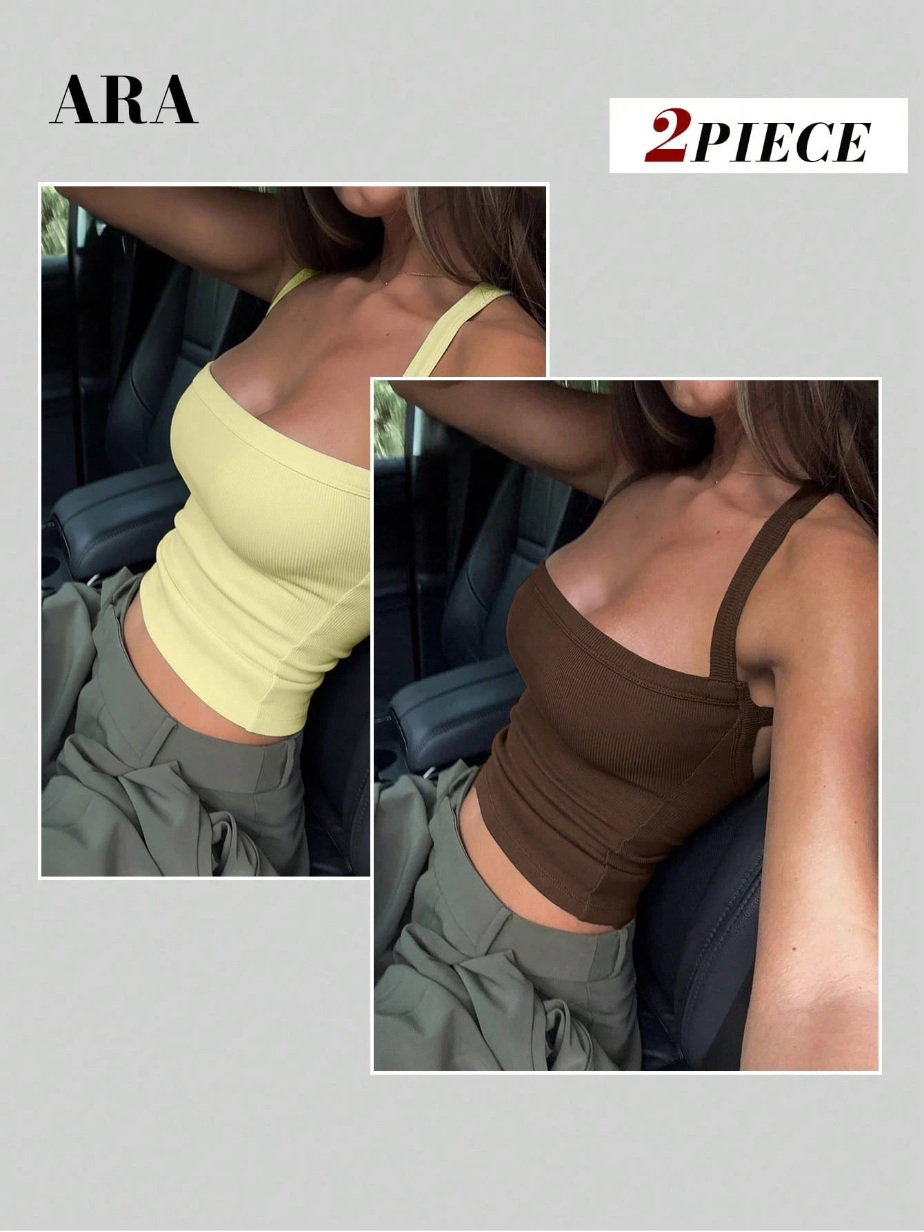 ARA Women's Brown And White Striped Sexy Cross-Strap Camisole High-Elasticity Slim Fit Vest, Sporty Casual Fashionable Versatile Top, Beach Vacation