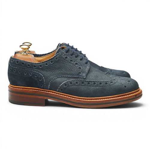 'Archie' Navy Blue Nubuck Derby Brogues UK 8 G