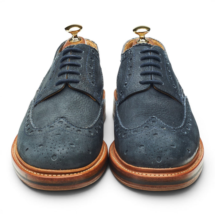 'Archie' Navy Blue Nubuck Derby Brogues UK 8 G