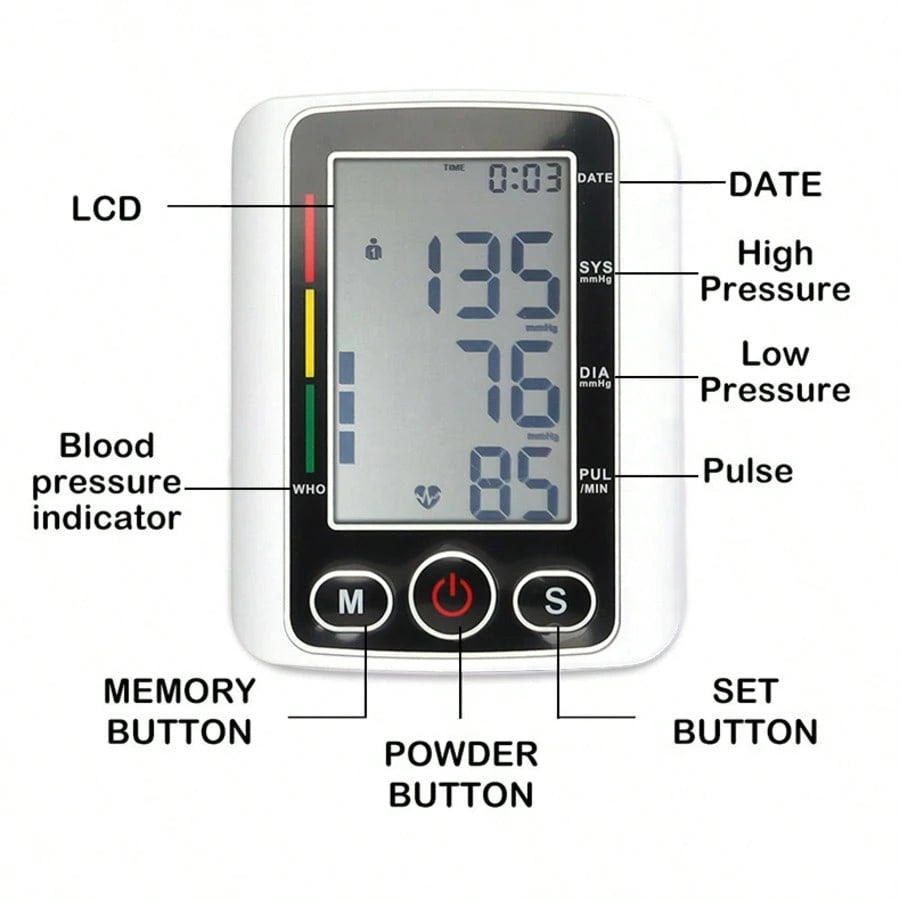Arm Blood Pressure Monitor,Blood Pressure Machine, BP Monitor Automatic Upper Arm Digital With Blood Pressure Cuff For Home Use
