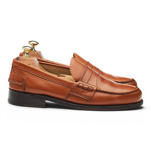 'Arran' Tan Brown Grain Leather Loafers UK 7.5 F