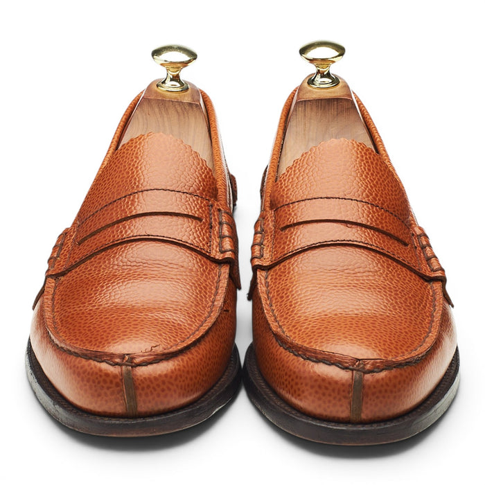 'Arran' Tan Brown Grain Leather Loafers UK 7.5 F