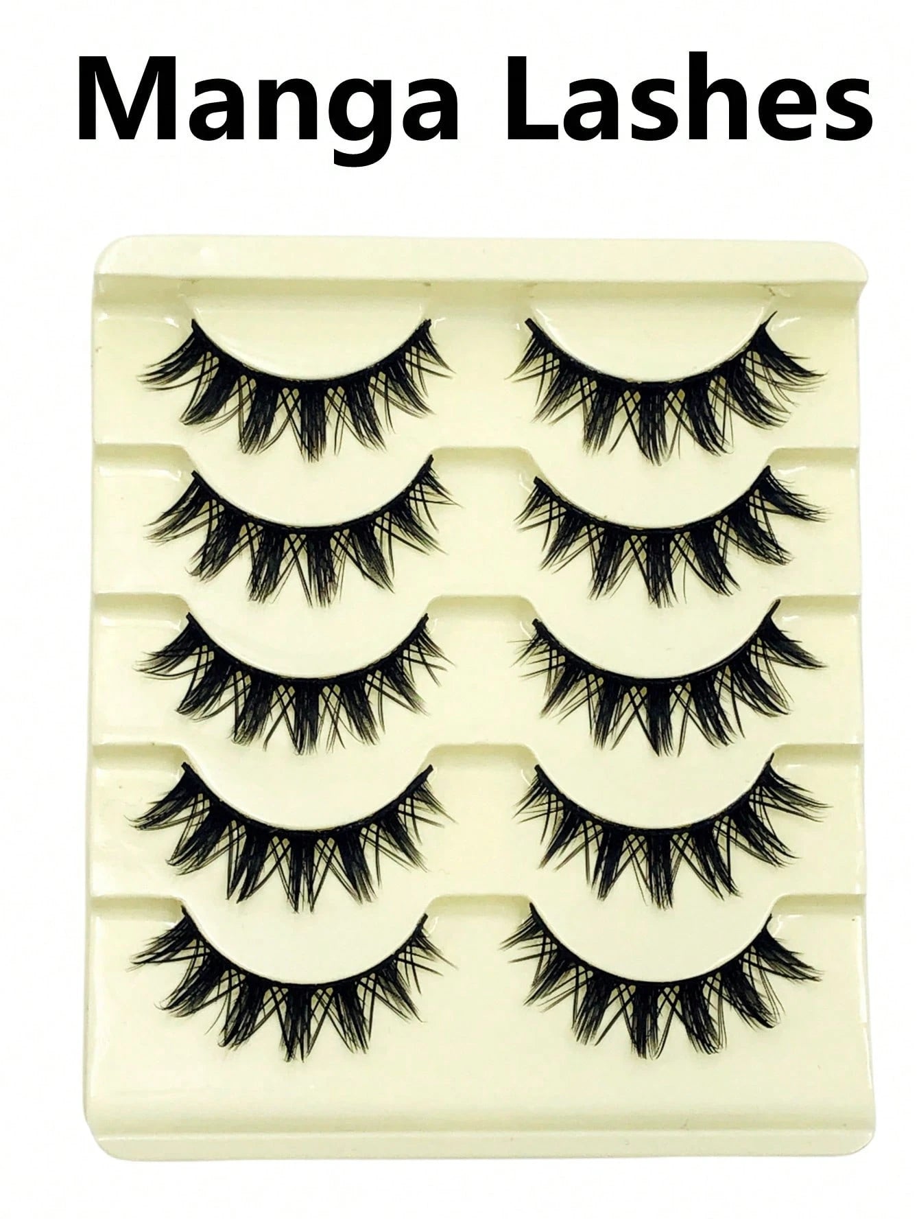 Asiteo 5 Pairs Cartoon Style Natural Long Cosplay Makeup Criss-Cross Big Eyes Lashes Cat Eye False Eyelashes