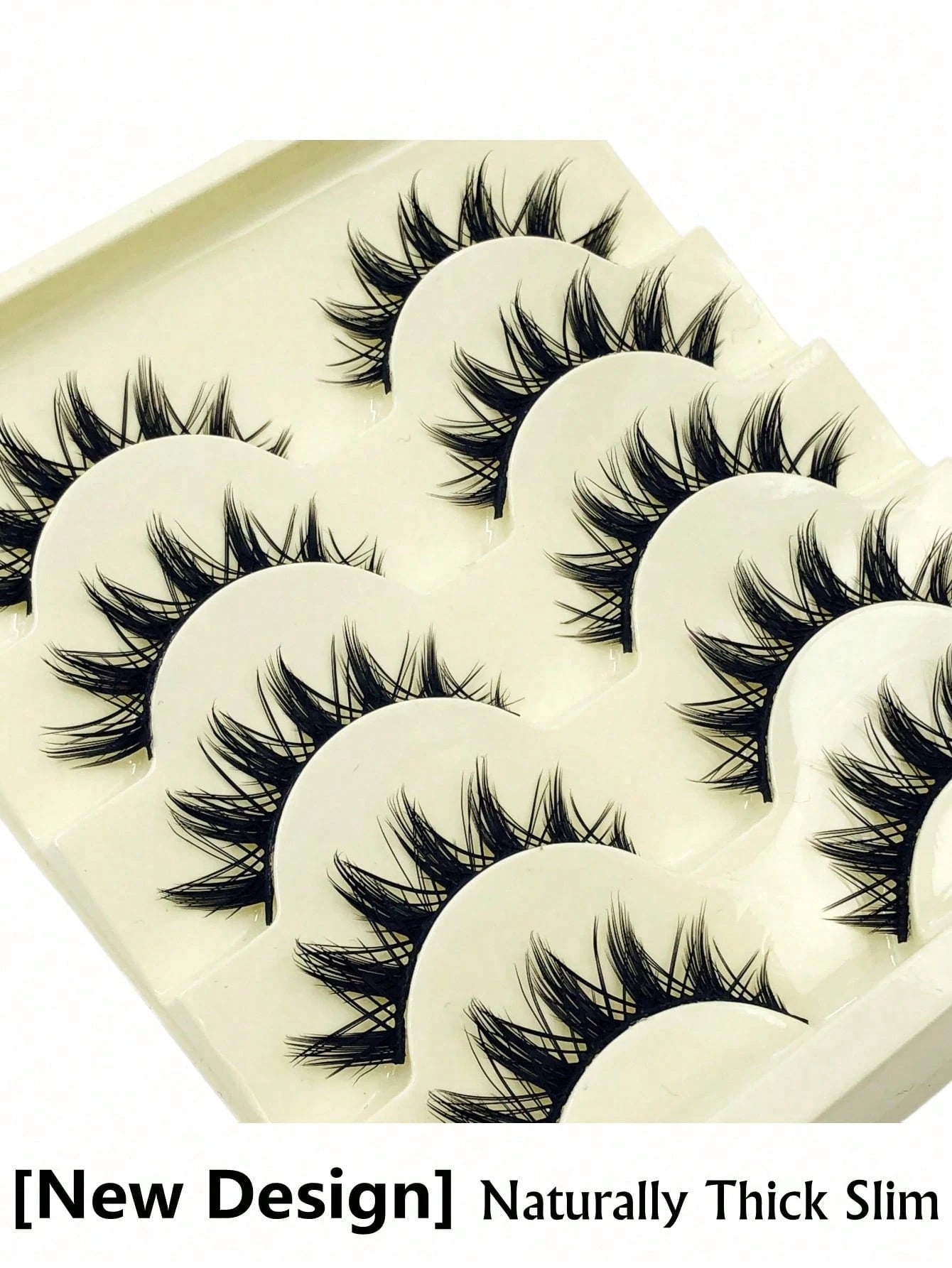 Asiteo 5 Pairs Cartoon Style Natural Long Cosplay Makeup Criss-Cross Big Eyes Lashes Cat Eye False Eyelashes