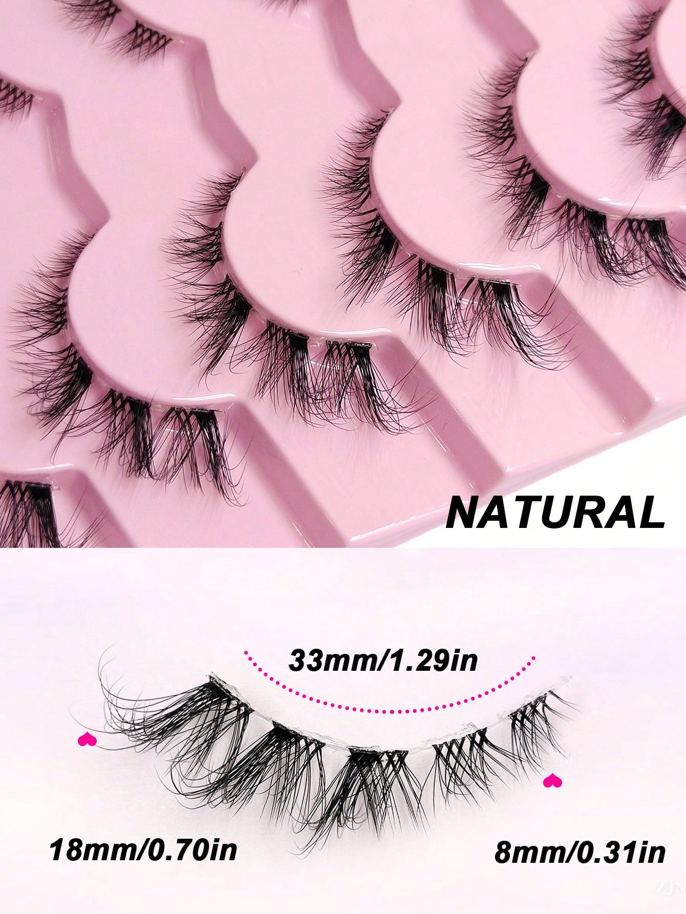 Asiteo 7 Pairs End Eye Elongated Lashes Cat/Fox Eye Faux Mink Eyelashes Clear Band False Eyelashes, Natural & Fluffy Crossed Lashes Suitable For Daily Life And Work