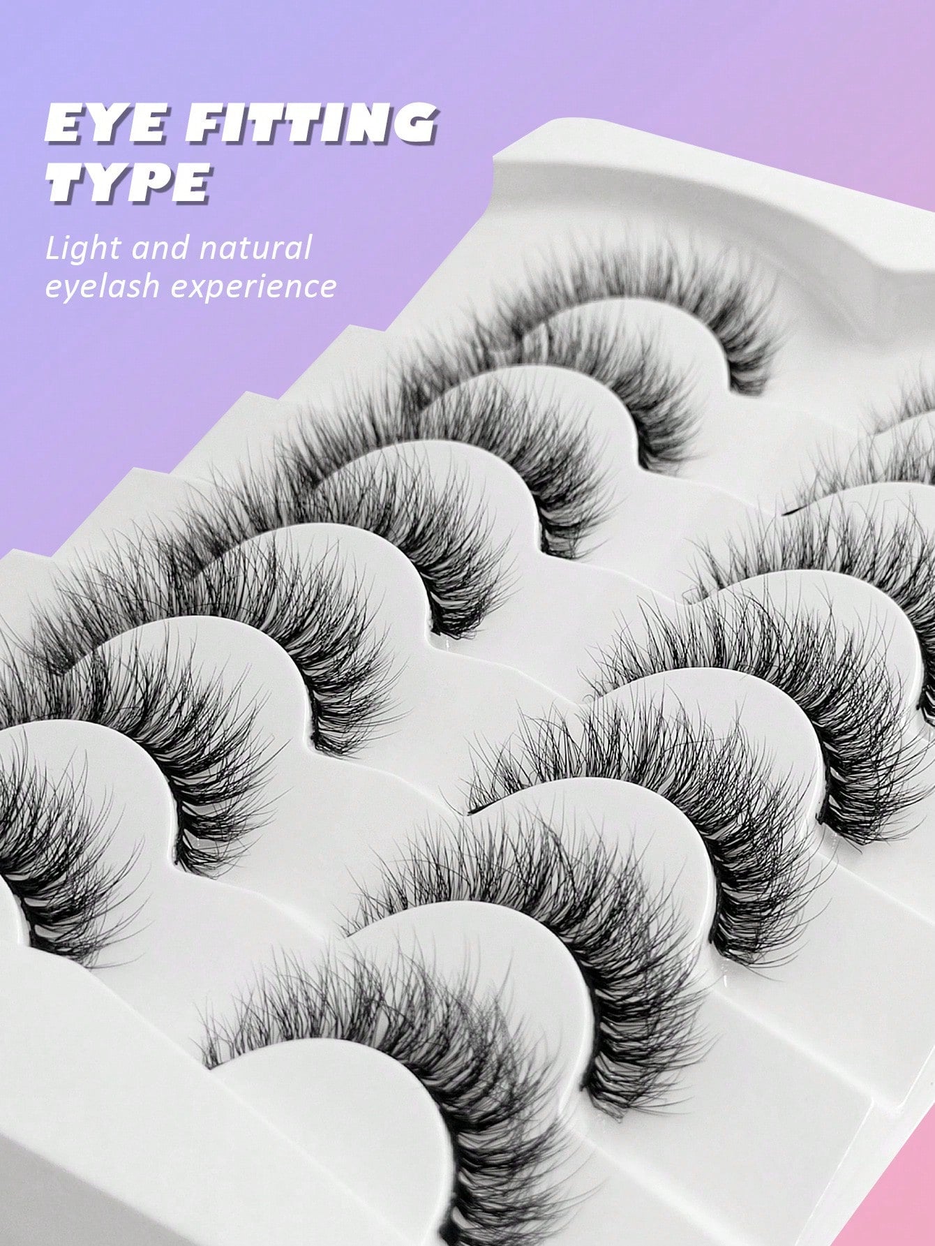 Asiteo 7 Pairs Natural Fiber Long False Eyelashes, Reusable Soft & Thick Curled Lengthening Fiber False Lashes, Strip Eyelashes