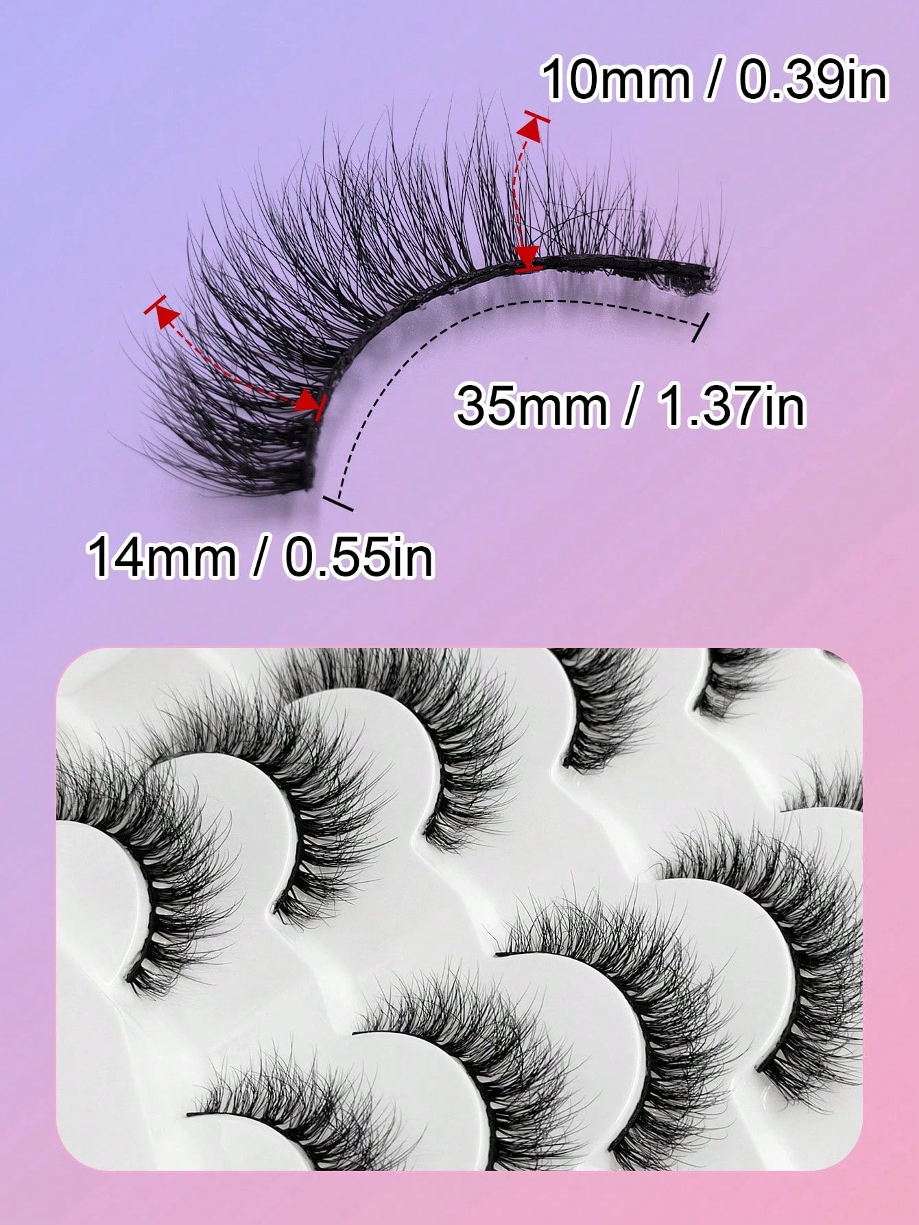 Asiteo 7 Pairs Natural Fiber Long False Eyelashes, Reusable Soft & Thick Curled Lengthening Fiber False Lashes, Strip Eyelashes