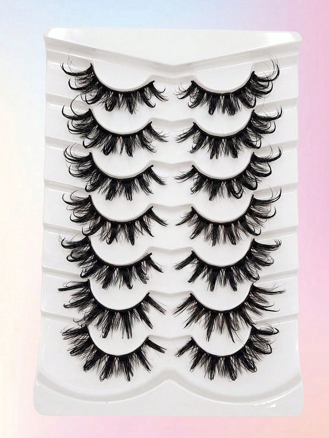 Asiteo 7 Pairs Wet Look False Eyelashes, Faux Mink, Natural Curly, Thick & Long, Fluffy Fairy Cat Eye Makeup, Suitable For Festivals, Masquerade Balls, Reusable