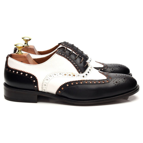 'Astaire' Black and White Leather Spectator Brogues UK 7.5