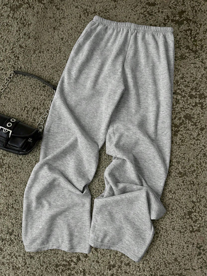 Attitoon Women's Casual Low-Waist Straight Leg Sweatpants, Gray Sweatpants, Casual, Y2K Style