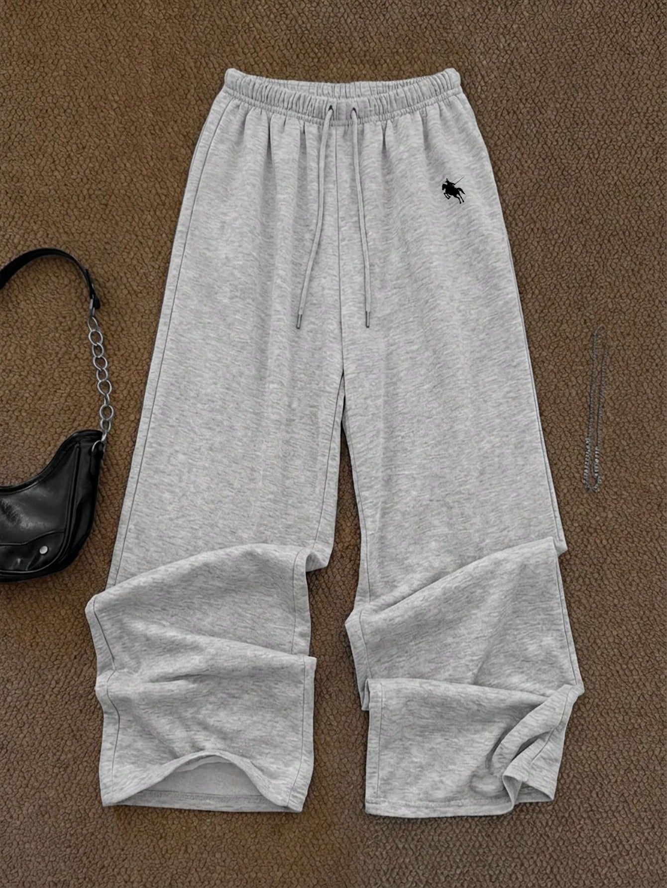 Attitoon Women's Casual Low-Waist Straight Leg Sweatpants, Gray Sweatpants, Casual, Y2K Style