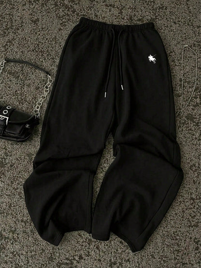 Attitoon Women's Casual Low-Waist Straight Leg Sweatpants, Gray Sweatpants, Casual, Y2K Style
