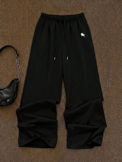 Attitoon Women's Casual Low-Waist Straight Leg Sweatpants, Gray Sweatpants, Casual, Y2K Style