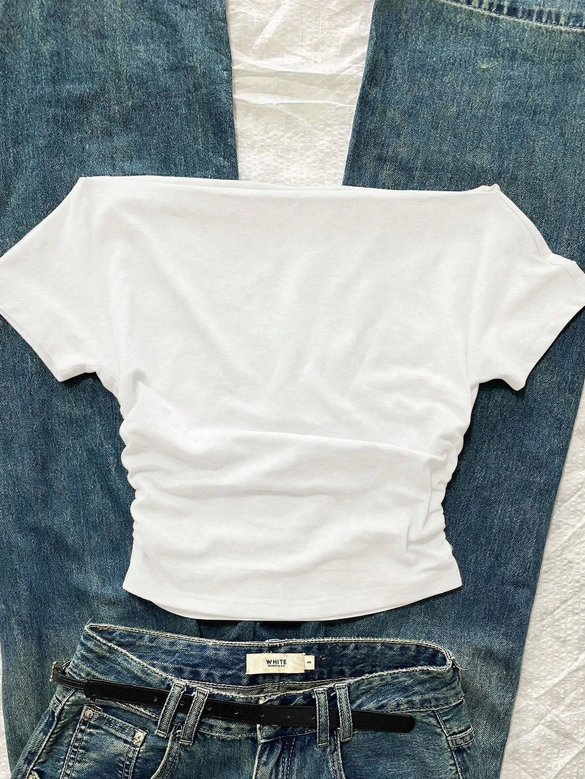 Attitoon Women's Casual Ruched Waist Square Neck Fitted Short Sleeve T-Shirt, Suitable For Summer, Casual Minimalist Vintage Punk Y2K Versatile Party Gathering Rural Boots Western Cowboy English Lette