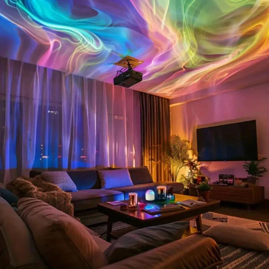 Aurora, Water Ripple, And Starry Sky Projector Lamp - USB-Rechargeable 16-Color LED Projector, Includes Remote Control; A Ceiling Light For Creating An Aurora Borealis Atmosphere, Ideal For Indoor Ove