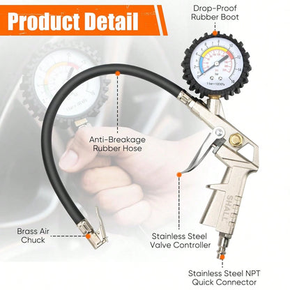 Automobile Tire Inflation Gauge, High-Precision Heavy-Duty Multifunctional Tire Pressure Gauge For Automobiles, Trucks, Motorcycles, And Compact Portable Automobile Tire Inflators, Suitable For Trucks