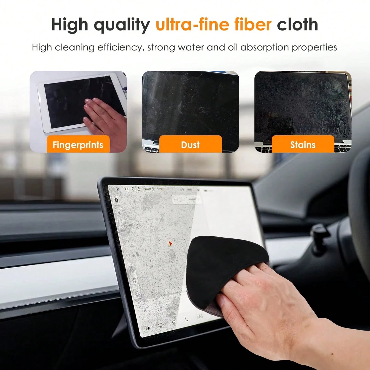 Automotive Screen Cleaner, Ultra-Fine Fiber Car Interior Accessories Cleaning Pad, Reusable Car Touch Screen Cleaning Cloth, Square Car Screen Cleaning Supplies, Ultra-Fine Fiber Cleaning Cloth For Ca