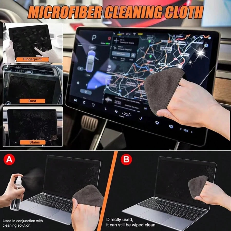 Automotive Screen Cleaner, Ultra-Fine Fiber Car Interior Accessories Cleaning Pad, Reusable Car Touch Screen Cleaning Cloth, Square Car Screen Cleaning Supplies, Ultra-Fine Fiber Cleaning Cloth For Ca