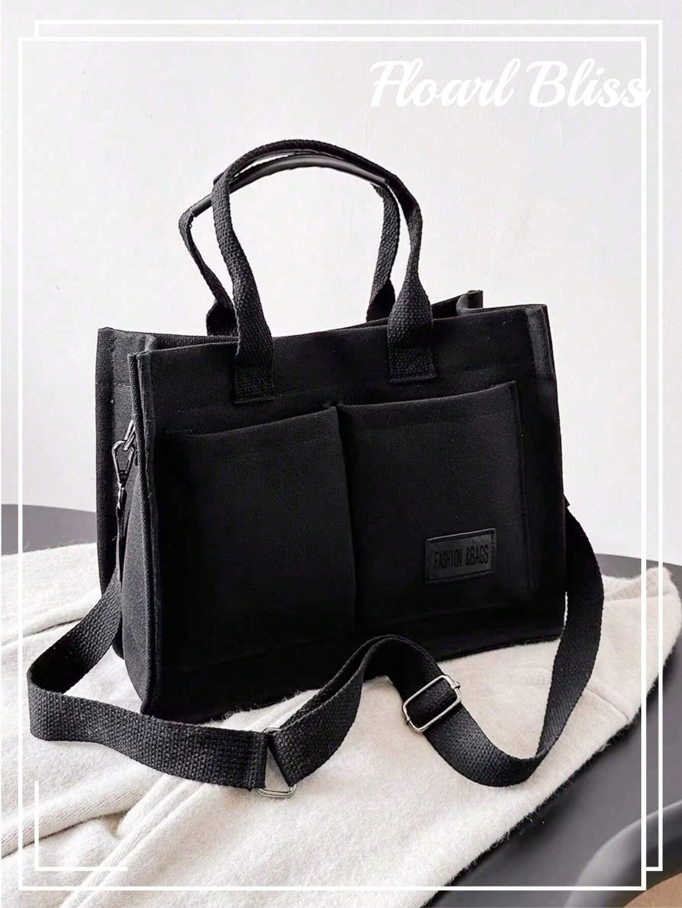 Autumn/Winter Fuzzy Corduroy Printed Practical Tote Bag, Shoulder Bag, Diaper Bag, Lunch Bag, Large Capacity Handbag, Briefcase