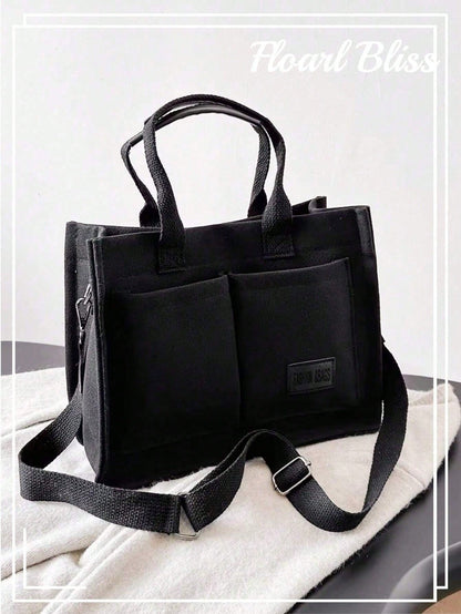 Autumn/Winter Fuzzy Corduroy Printed Practical Tote Bag, Shoulder Bag, Diaper Bag, Lunch Bag, Large Capacity Handbag, Briefcase