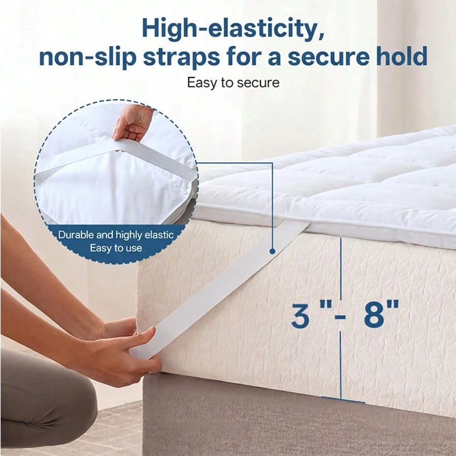 AVXLRQ Extra-Thick Mattress Cover With Cushioning Layer- Spill-Proof & Stain-Resistant Bed Topper, Machine Washable Breathable Suitable For Bedrooms, Dorm Beds, Rooms, Care- Fit For All Mattresses,M
