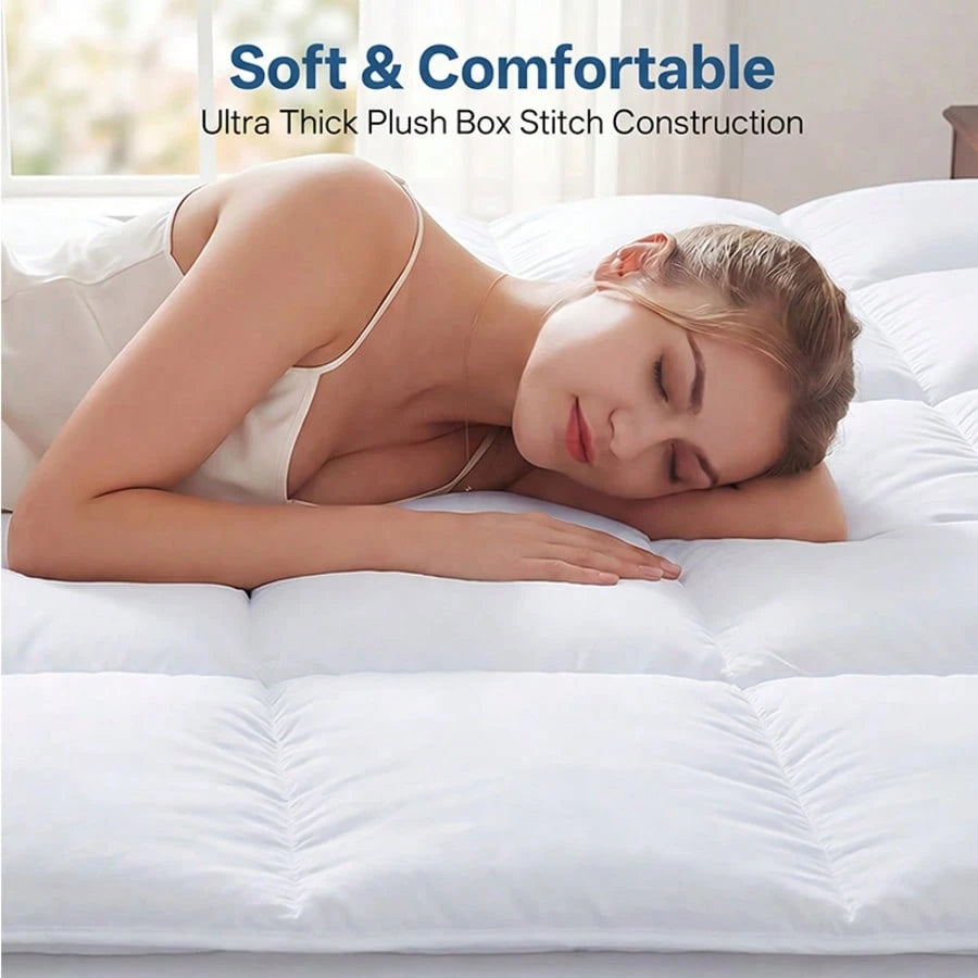 AVXLRQ Extra-Thick Mattress Cover With Cushioning Layer- Spill-Proof & Stain-Resistant Bed Topper, Machine Washable Breathable Suitable For Bedrooms, Dorm Beds, Rooms, Care- Fit For All Mattresses,M