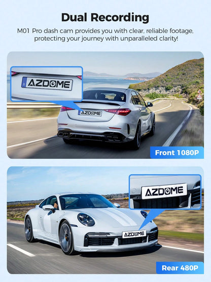 Azdome Dual Dash Cam Front And Rear, 3 Inch Screen FHD Dash Camera For Cars, Free 64GB Card, Built-In ADAS G-Sensor, WDR Night Vision, Waterproof Backup Camera, Park Monitor