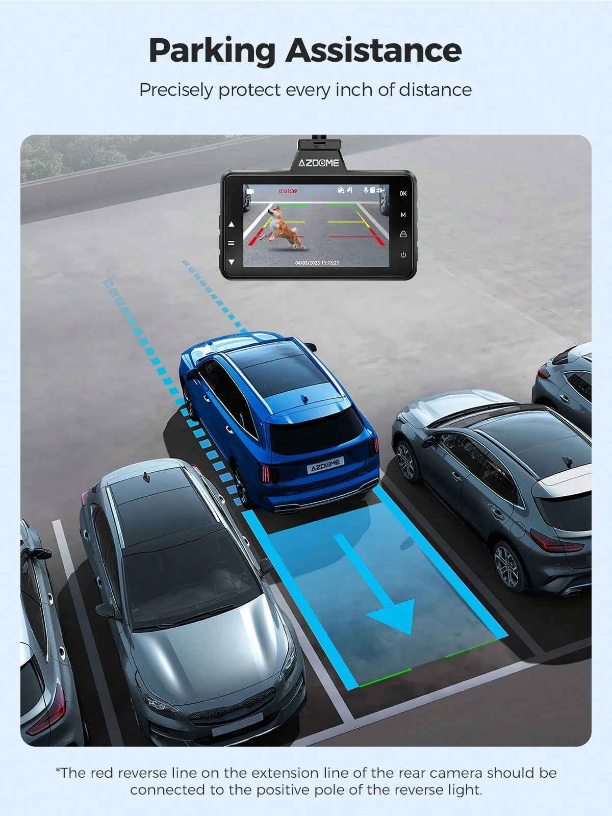 Azdome Dual Dash Cam Front And Rear, 3 Inch Screen FHD Dash Camera For Cars, Free 64GB Card, Built-In ADAS G-Sensor, WDR Night Vision, Waterproof Backup Camera, Park Monitor