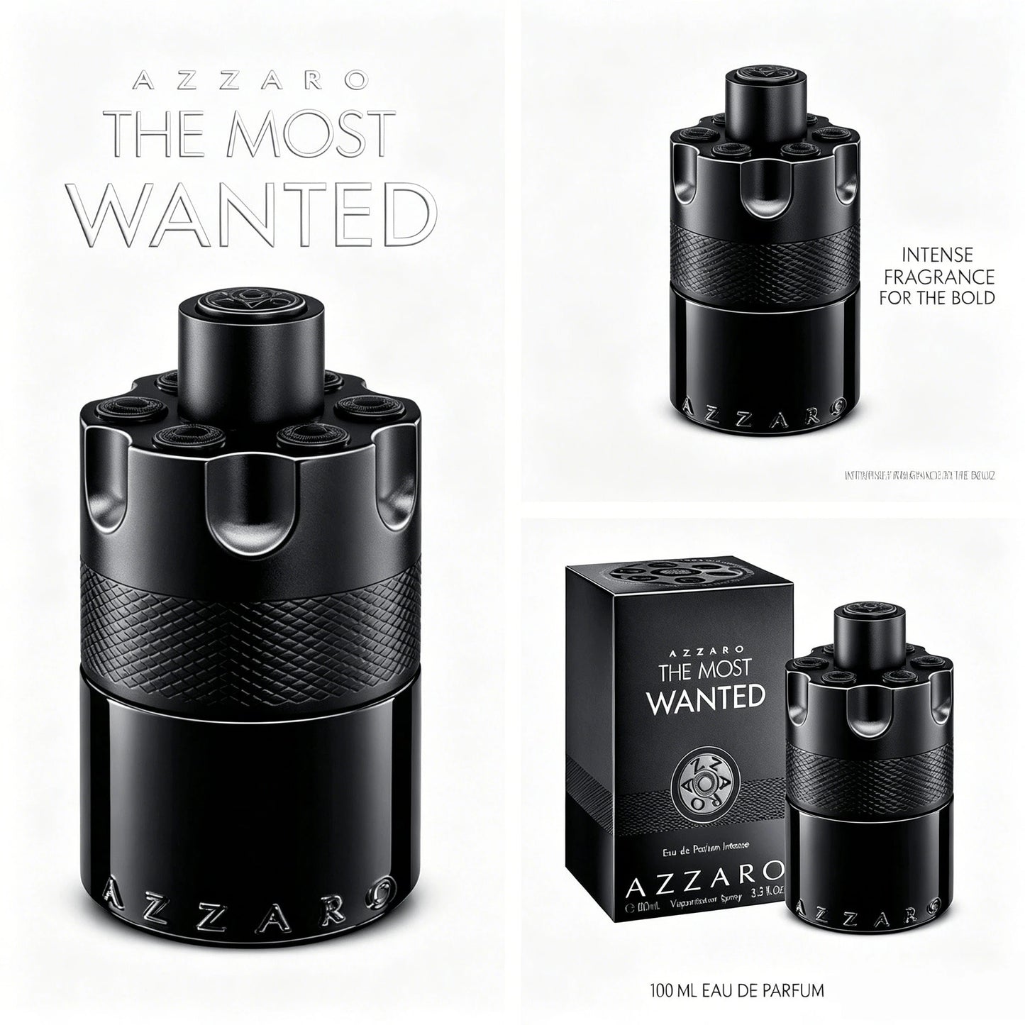 Azzaro The Most Wanted Eau De Parfum Intense Spray For Men EDP Intense Perfume Perfumes 3.38oz/100ml Graduation Party Travel Camping Outdoors School Campus Trip Festivals Anniversary Winter Christmas