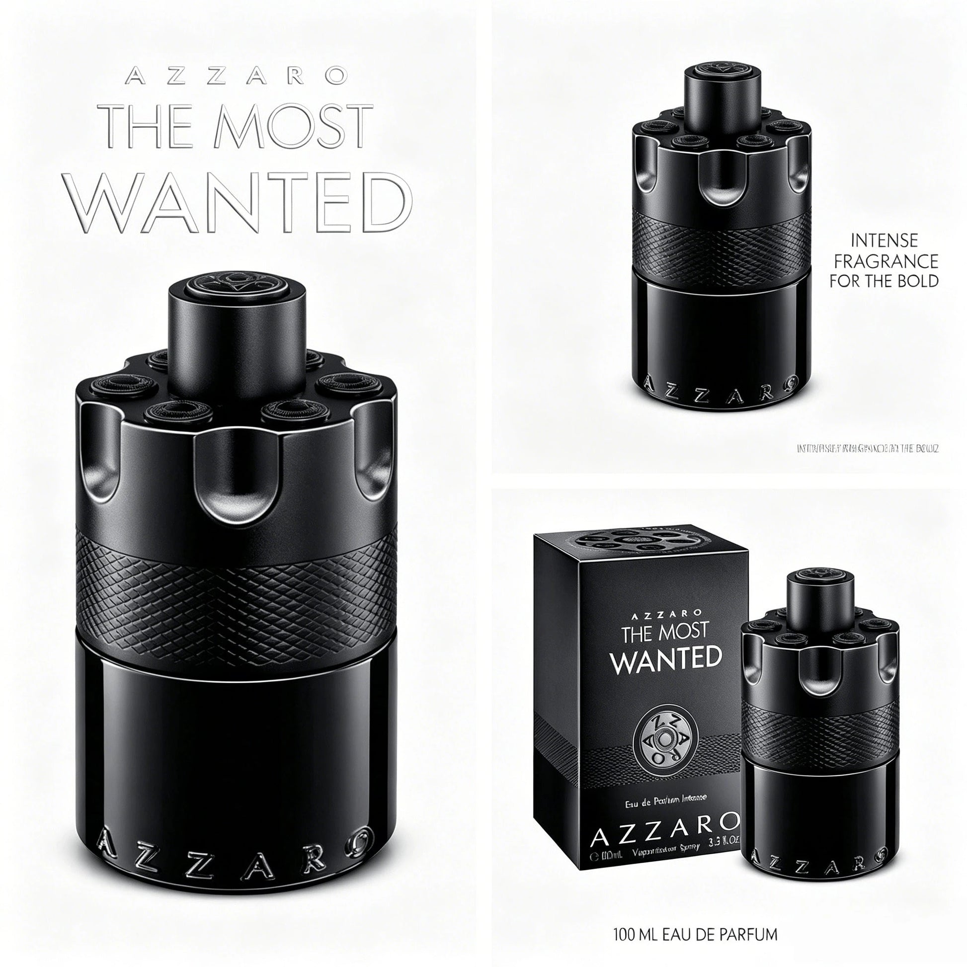 Azzaro The Most Wanted Eau De Parfum Intense Spray For Men EDP Intense Perfume Perfumes 3.38oz/100ml Graduation Party Travel Camping Outdoors School Campus Trip Festivals Anniversary Winter Christmas