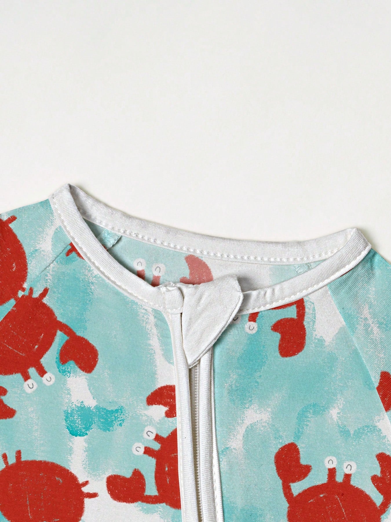 Baby Bamboo Fiber Zip-Up, Blue Crab Print Short Sleeve Romper, Summer Knit Fabric Skinny Fit With Zipper Detail, Baby Girl Clothes, Perfect For Outdoor