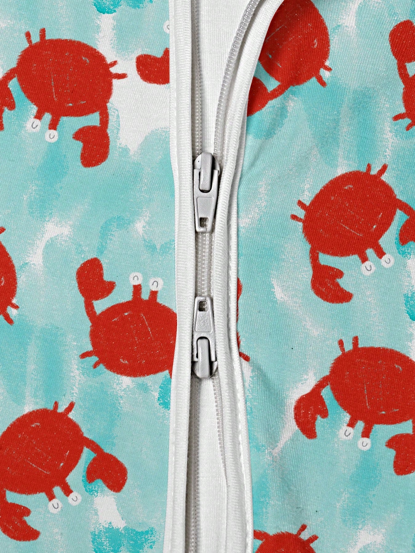 Baby Bamboo Fiber Zip-Up, Blue Crab Print Short Sleeve Romper, Summer Knit Fabric Skinny Fit With Zipper Detail, Baby Girl Clothes, Perfect For Outdoor