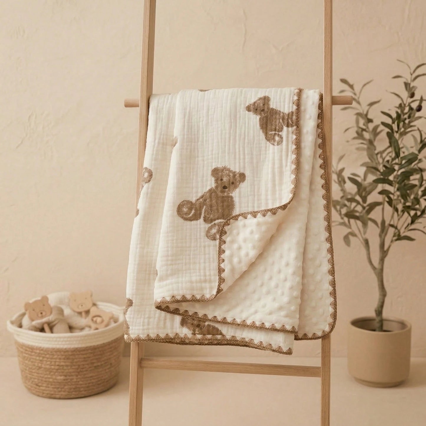 Baby Blanket For Boys Girls, Double Layer Soft Cotton Muslin Baby Blanket, 40" X 40" Lightweight Soft Crib Swaddle Blanket For Newborn Unisex