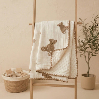 Baby Blanket For Boys Girls, Double Layer Soft Cotton Muslin Baby Blanket, 40" X 40" Lightweight Soft Crib Swaddle Blanket For Newborn Unisex