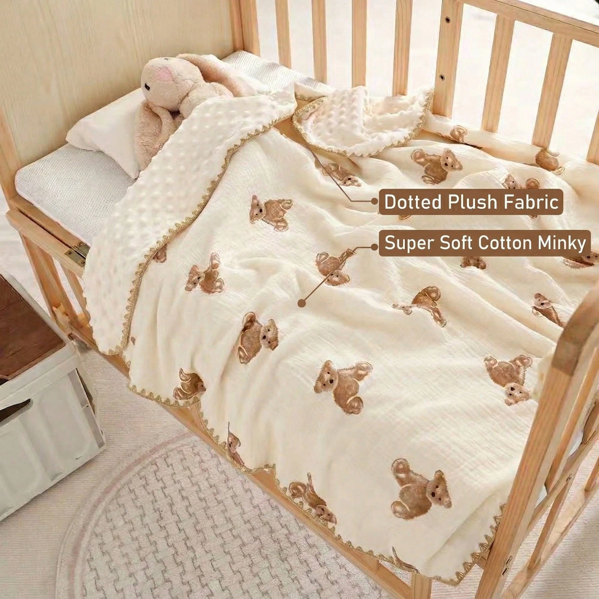 Baby Blanket For Boys Girls, Double Layer Soft Cotton Muslin Baby Blanket, 40" X 40" Lightweight Soft Crib Swaddle Blanket For Newborn Unisex