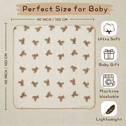Baby Blanket For Boys Girls, Double Layer Soft Cotton Muslin Baby Blanket, 40" X 40" Lightweight Soft Crib Swaddle Blanket For Newborn Unisex