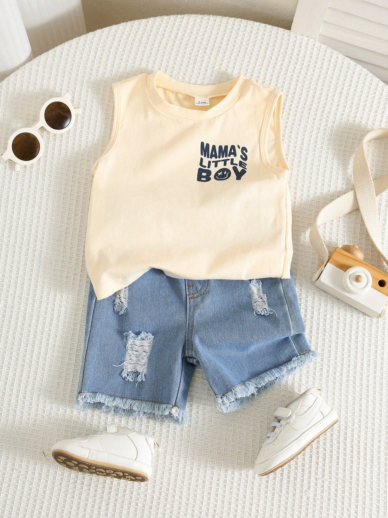 Baby Boy/Baby Boy 2pcs Spring/Summer Casual Cute Tank Top And Denim Shorts Set, Baby Boy Outfit Sets, Baby Boy Summer Clothes, Squishy, Jeans, Denim