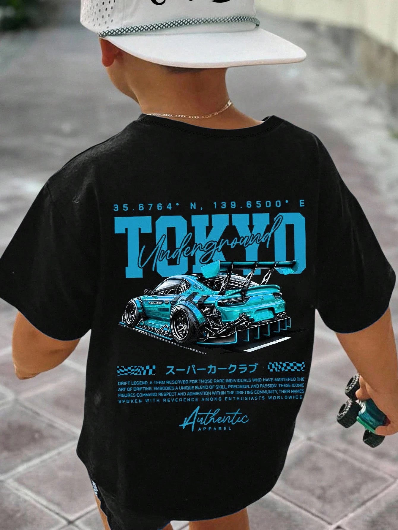 Baby Boy Casual Loose Comfortable Retro Car, Cartoon, Graffiti, English Letter Printed Short Sleeve Top, Suitable For Summer
